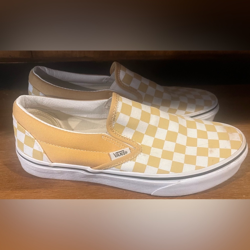 Vans Yellow and White Slip-On Shoes